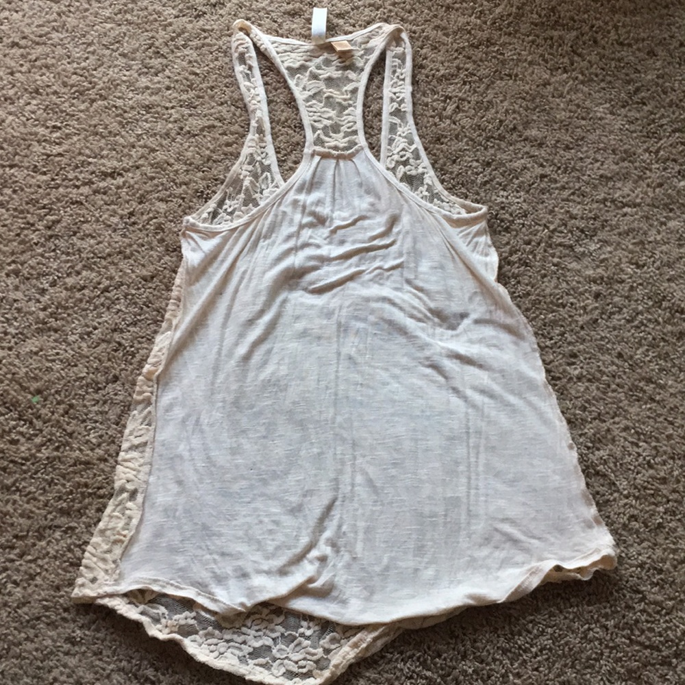 Macrame, Racerback Cream Tank Top. - Picture 2 of 2